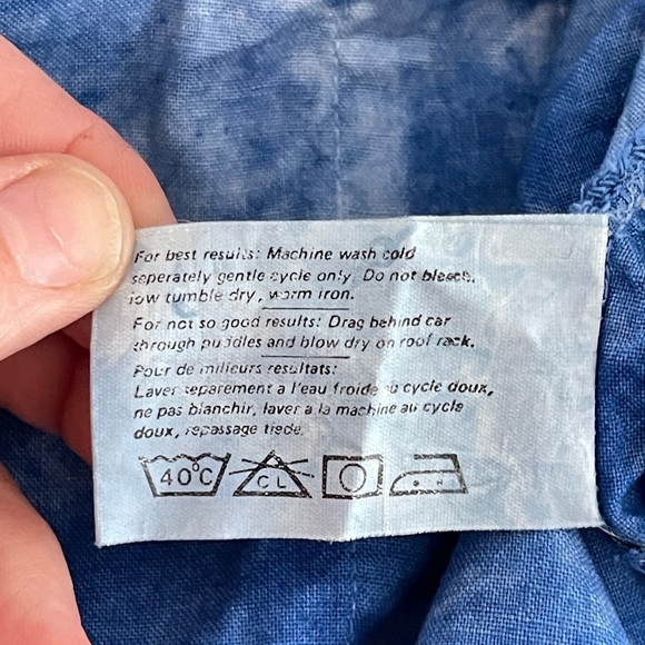 HEET Sportswear Blue Tie Die Tropical Hawaiian Cotton Button Down‎ Top Vintage - Picture 6 of 7